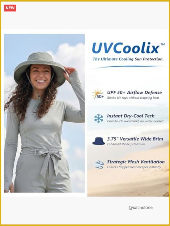 UPF 50+ Cooling Sun Hat Ponytail Hole Wide Brim Water Resistant Packable Hiking main image 5